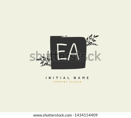 E A EA Beauty vector initial logo, handwriting logo of initial signature, wedding, fashion, jewerly, boutique, floral and botanical with creative template for any company or business.