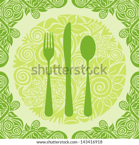 Organic food green menu pattern background illustration