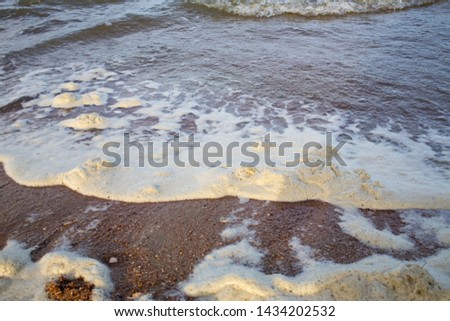 Dirty Sea foam or Whipping cream ocean, Pollution of environment
