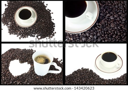 coffee cup with brown coffee beans texture