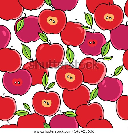 Seamless apple background - vector pattern