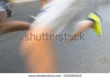 Blur, marathon running race, young people running