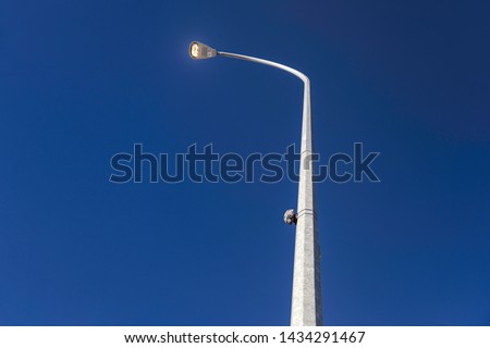 Electricity street pole. LED light.  Industrial And Commercial LED light for street pole. LED light lamp stock photo Royalty-Free Stock Photo #1434291467