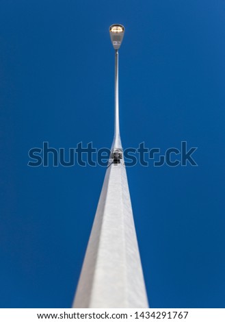 Electricity street pole. LED light.  Industrial And Commercial LED light for street pole. LED light lamp stock photo Royalty-Free Stock Photo #1434291767
