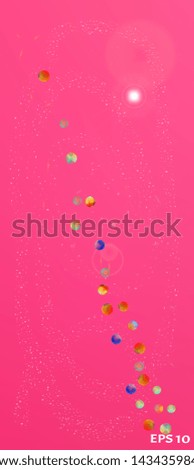 Fresh space and signs confetti. Professional colorific illustration. Background graphic. Ultra Wide background art inspire. Colorful pure abstraction. Magenta color theme.