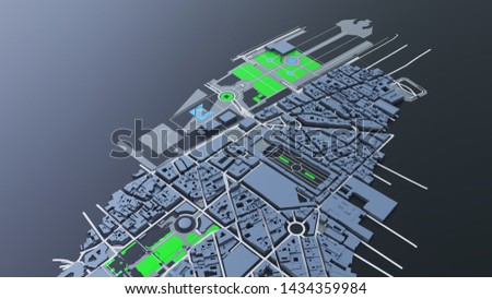 3D futuristic city architecture with skyscrapers and buildings. 3D illustration