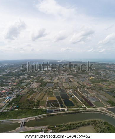 High angle shots from drones. Topography of Pak Phanang District, Nakhon Si Thammarat Province