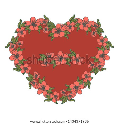 floral design element wreath from cherry flowers, isolated on white background. stock illustration.