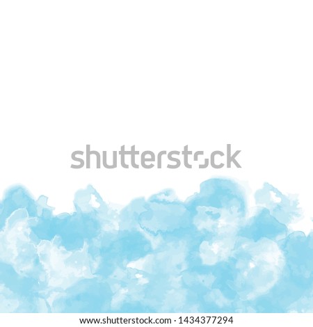 Watercolor painted blue cloud or sea eps vector, frame hand drawn water color, hand painted abstract design, vector illustration