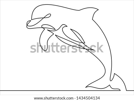Line style dolphin illustration- continuous line drawing