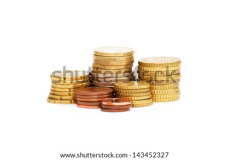 gold coin stack isolated on white
