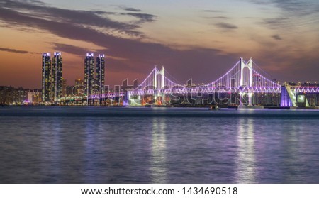 Gwangan Bridge at night in Busan,south Korea