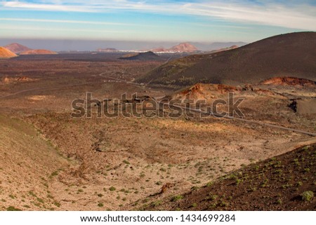 Reserve Timanfaya Park on the island Lanserote. Canary Islands. Landscape