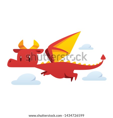 Cartoon dragon flying vector isolated illustration