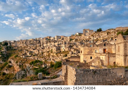 Matera, Basilicata, Italy, Europe, view of the city of stones with caves and typical houses