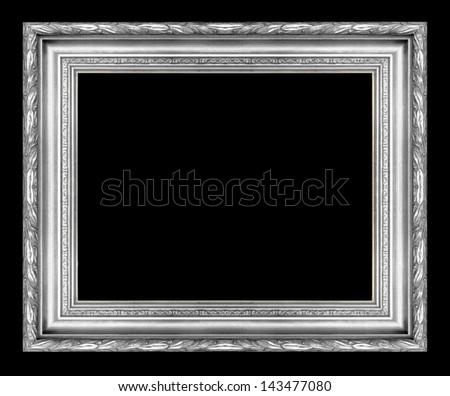 Silver wooden picture frame isolated on background