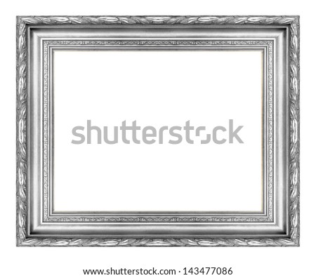 Silver wooden  picture frame isolated on white background