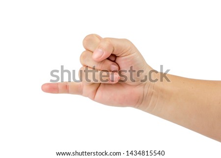 Woman's hand is show hook each other's little finger gesture isolated on white background. Finger symbols of reconcile, promise, make friendly again,  or restore good relation. Clipping Path.
