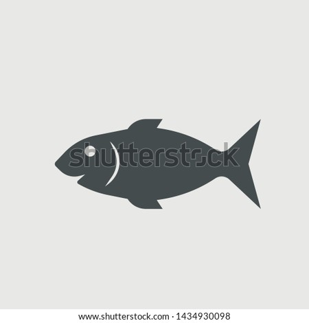 Fish vector icon solid grey