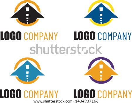 Logistic company logo. Include elements of Arrow, Road. Vector illustration isolated.
