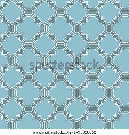 Vector seamless pattern of blue mozaic. Moroccan-inspired tiles
