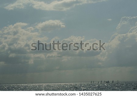 Clouds over the sea. Beautiful seascape.