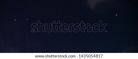 Dark night sky.Panorama blue night sky milky way and star on dark background.Universe filled with stars, nebula and galaxy with noise and grain.Photo by long exposure and select white balance.