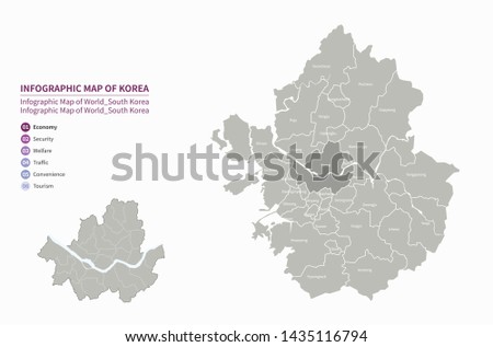 vector map of Satellite city, south korea. seoul map. Royalty-Free Stock Photo #1435116794