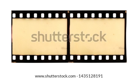 Old 35mm positive film strip isolated on background