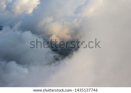 The image of the mist that blows to the gap Like a heart shape. : Mulayit Taung, Moei Wadi, Myanmar.