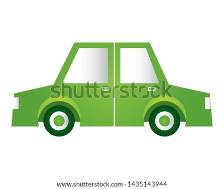 green car transport eco friendly environment vector illustration