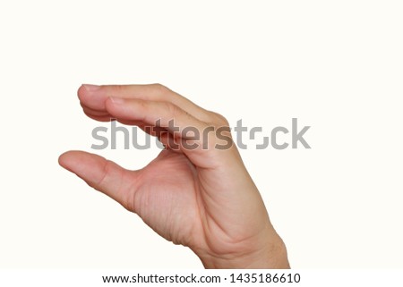 Close up hand showing and body language isolated background
