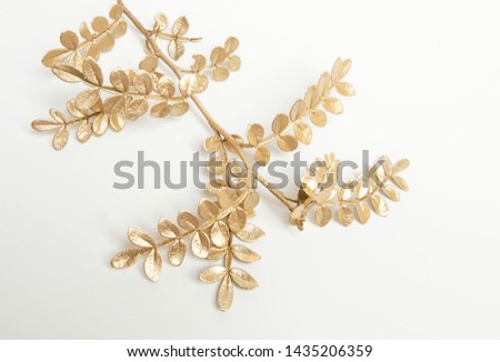 golden leaf design elements. Decoration elements for invitation, wedding cards, valentines day, greeting cards. Isolated on white background.                               
