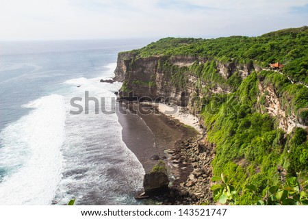 Pura of Hindu in Bali scenic cliff beach