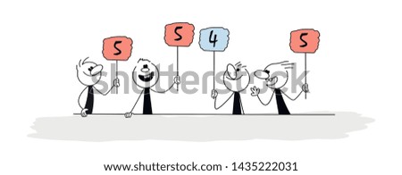 Doodle stick figure: Cartoon people holding hands symbols. Hand drawn vector illustration for business and school design.