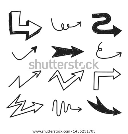 Set of arrow doodle on white background