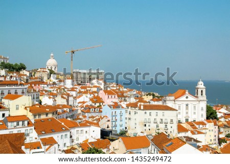 Panoramic view of Alfama district in the Lisbon, Portugal
