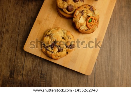 Cookies Flat Lay in Wooden Background