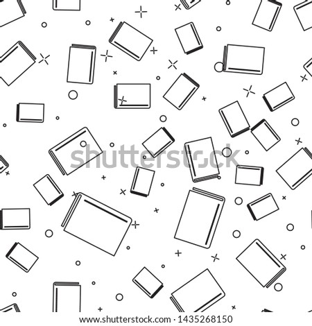 Black line Book icon isolated seamless pattern on white background.  Vector Illustration