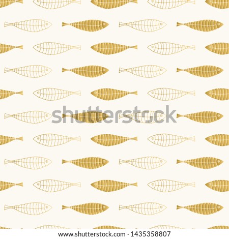 Golden fish pattern. Cute children textile design. Vector illustration.
