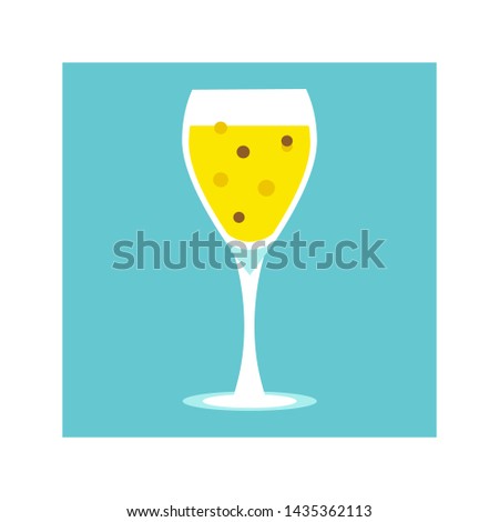 Flat а glass of champagne icon. Christmas and winter theme. Vector illustration.