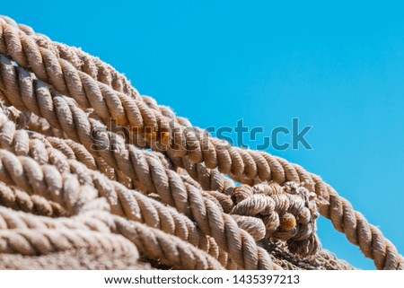 Closeup of used marine nylon rope