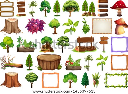 Set of ornamental plant illustration