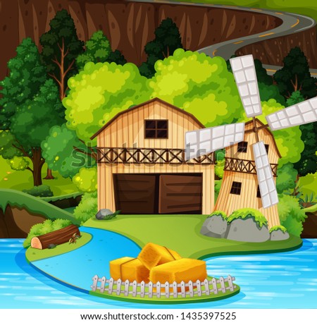 A rural house scene illustration