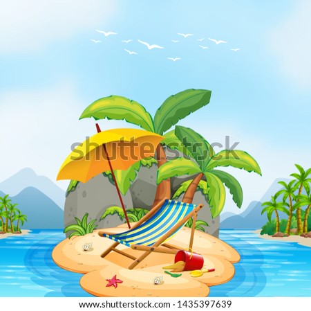 A summer beach island illustration