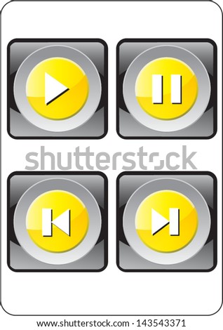 high detailed set of media player 3d buttons isolated on white background