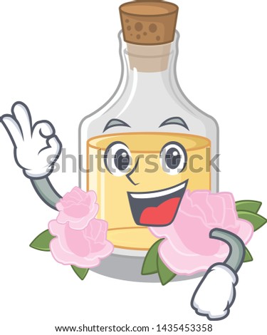 Okay rose oil isolated with the mascot