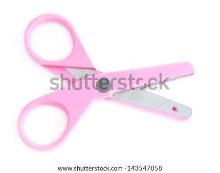 Pink scissors isolated on white background