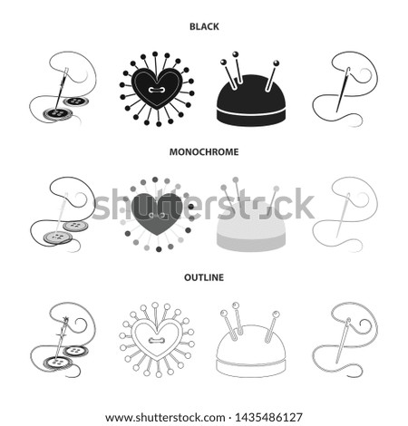 Vector illustration of pin and sewing logo. Collection of pin and sketch stock vector illustration.