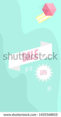 Summer sale Banner. Tropical background with umbrella.